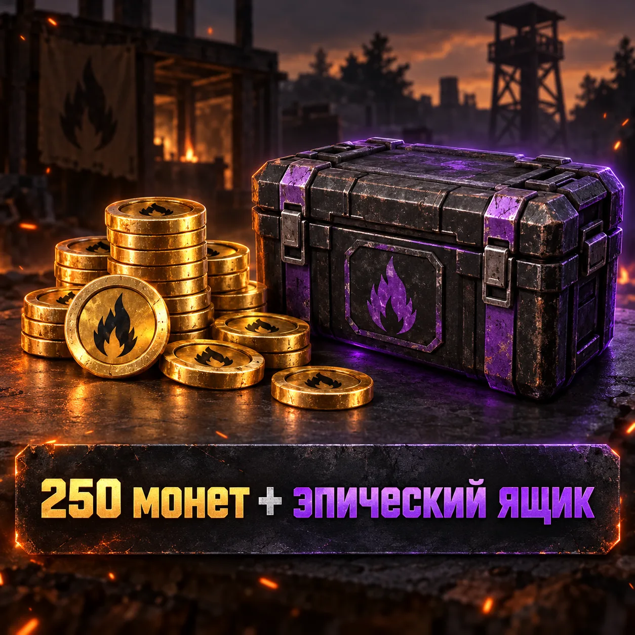 250 монет + эпический ящик