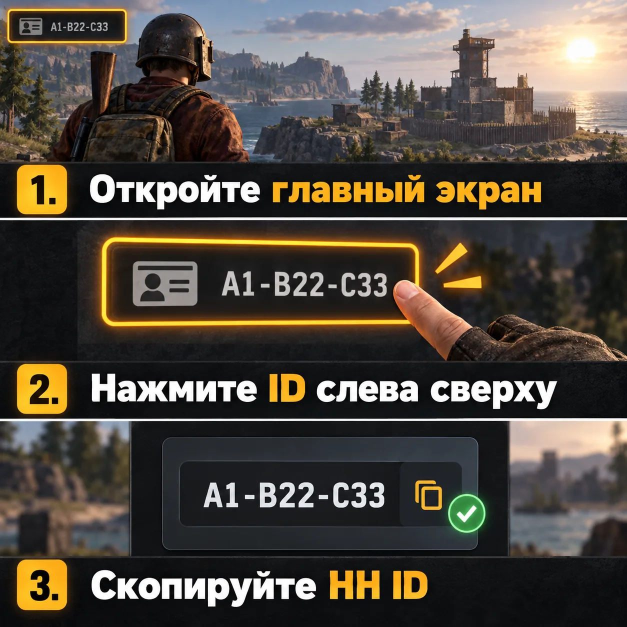 Где найти и скопировать HH ID в Oxide: Survival Island
