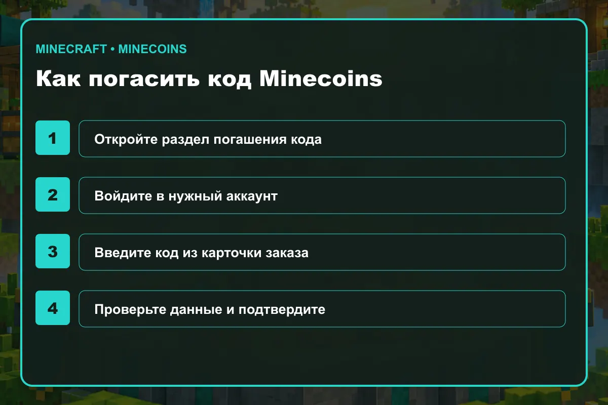 Инструкция по активации Minecraft Minecoins