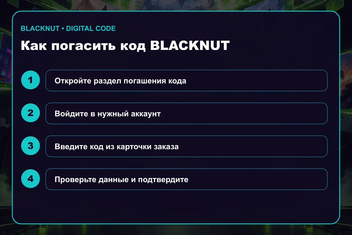 Инструкция по активации Blacknut Gift Card