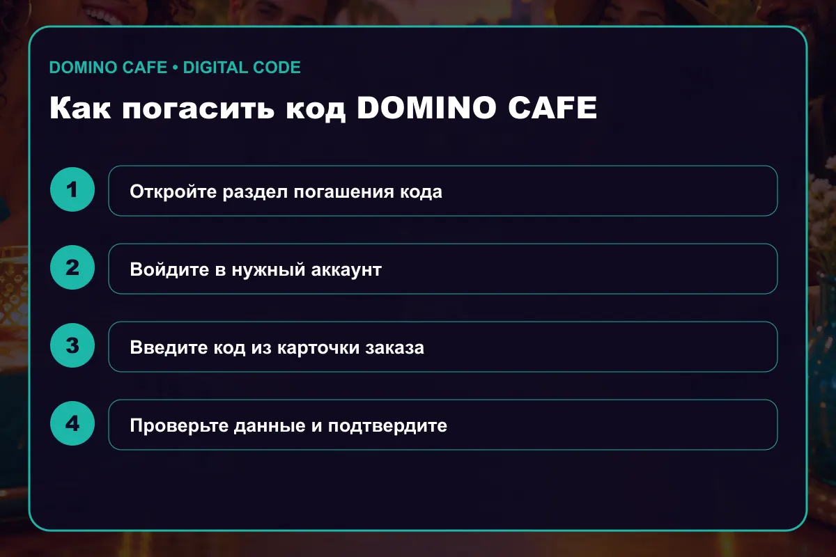 Инструкция по активации Domino Cafe Gift Card