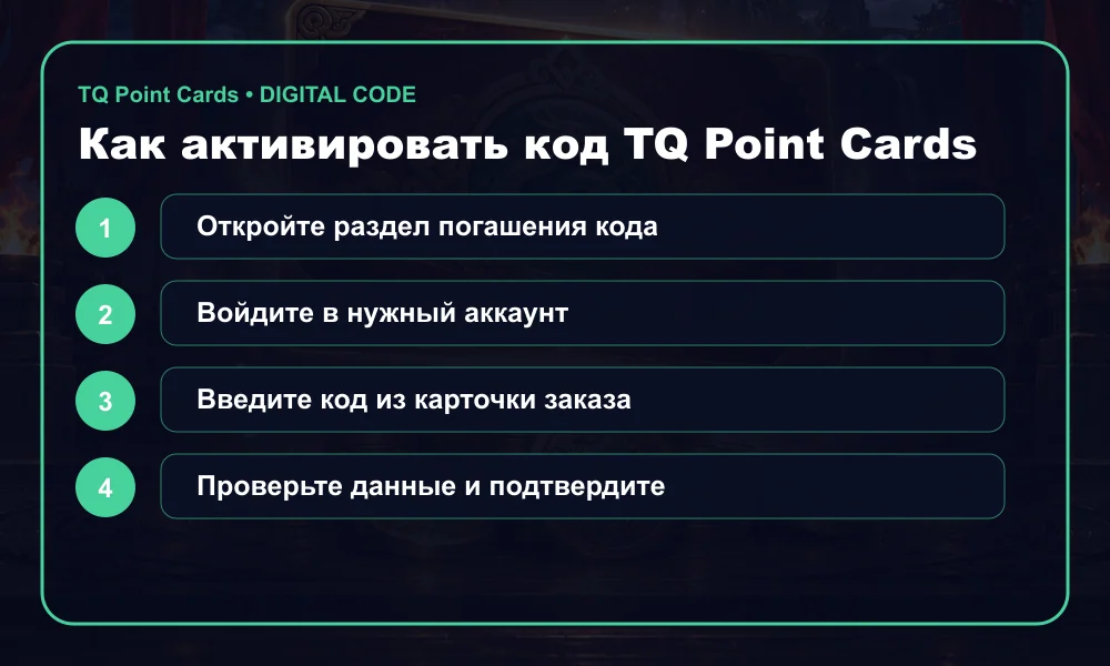 Инструкция по активации TQ Point Cards (Conqueror)