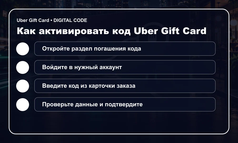 Инструкция по активации Uber Gift Card