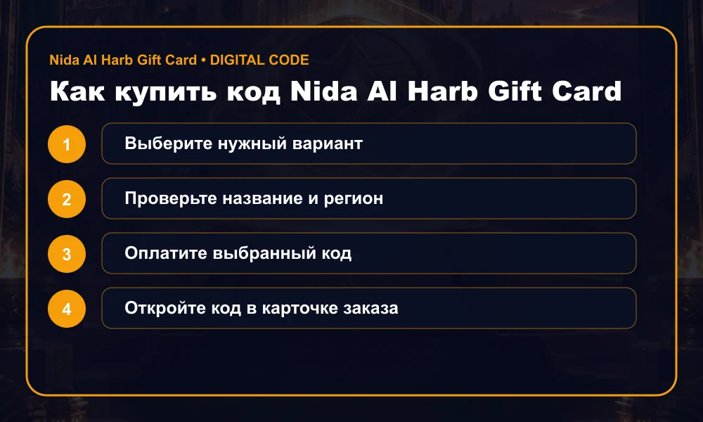 Как купить код Nida Al Harb Gift Card