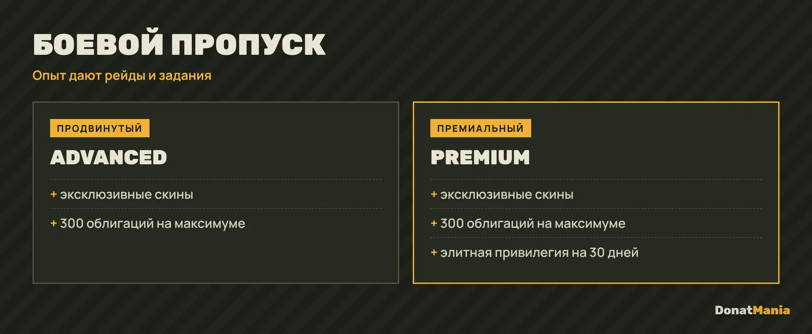 Боевой пропуск Arena Breakout: Infinite: продвинутый и премиальный, 300 облигаций на максимуме, элитная привилегия на 30 дней