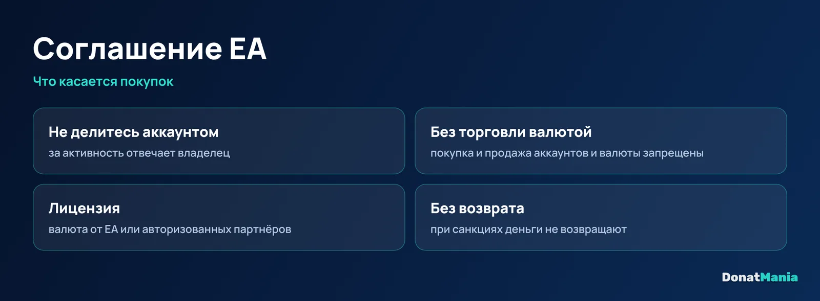 Правила EA для FC Mobile: не делиться аккаунтом, запрет торговли валютой, валюта от EA и партнёров, без возврата при санкциях