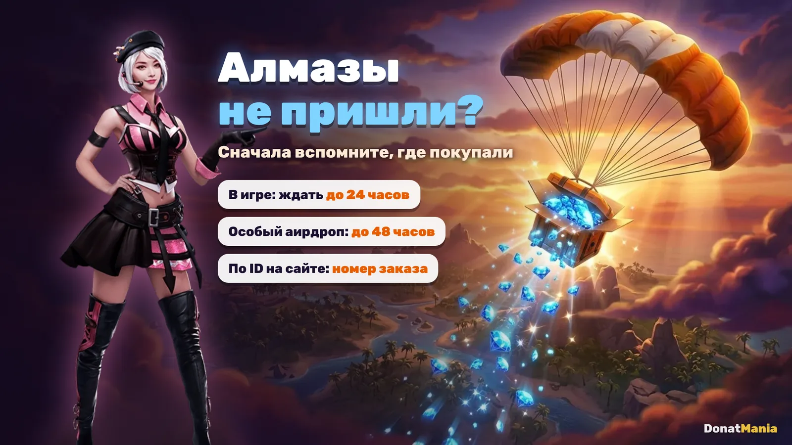 Не пришли алмазы в Free Fire: сначала выяснить, где была покупка