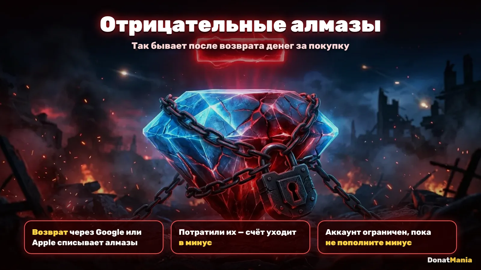 Отрицательные алмазы в Free Fire после возврата: аккаунт ограничен, пока не пополнен минус