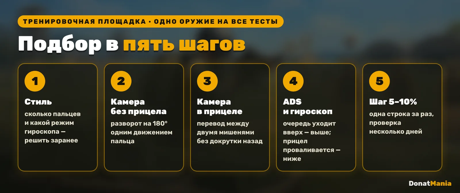 Пять шагов подбора чувствительности в PUBG Mobile на тренировочной площадке