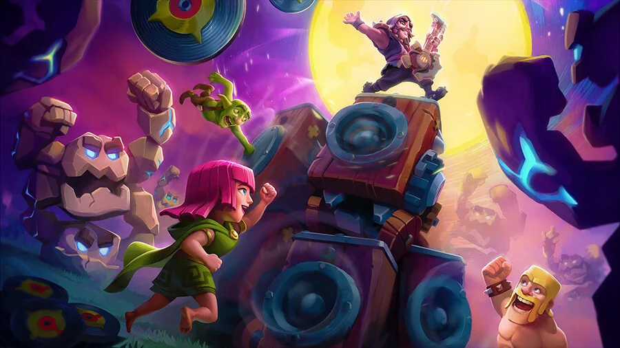 Метеоритные големы, лучница и варвар под космической луной в Clash of Clans