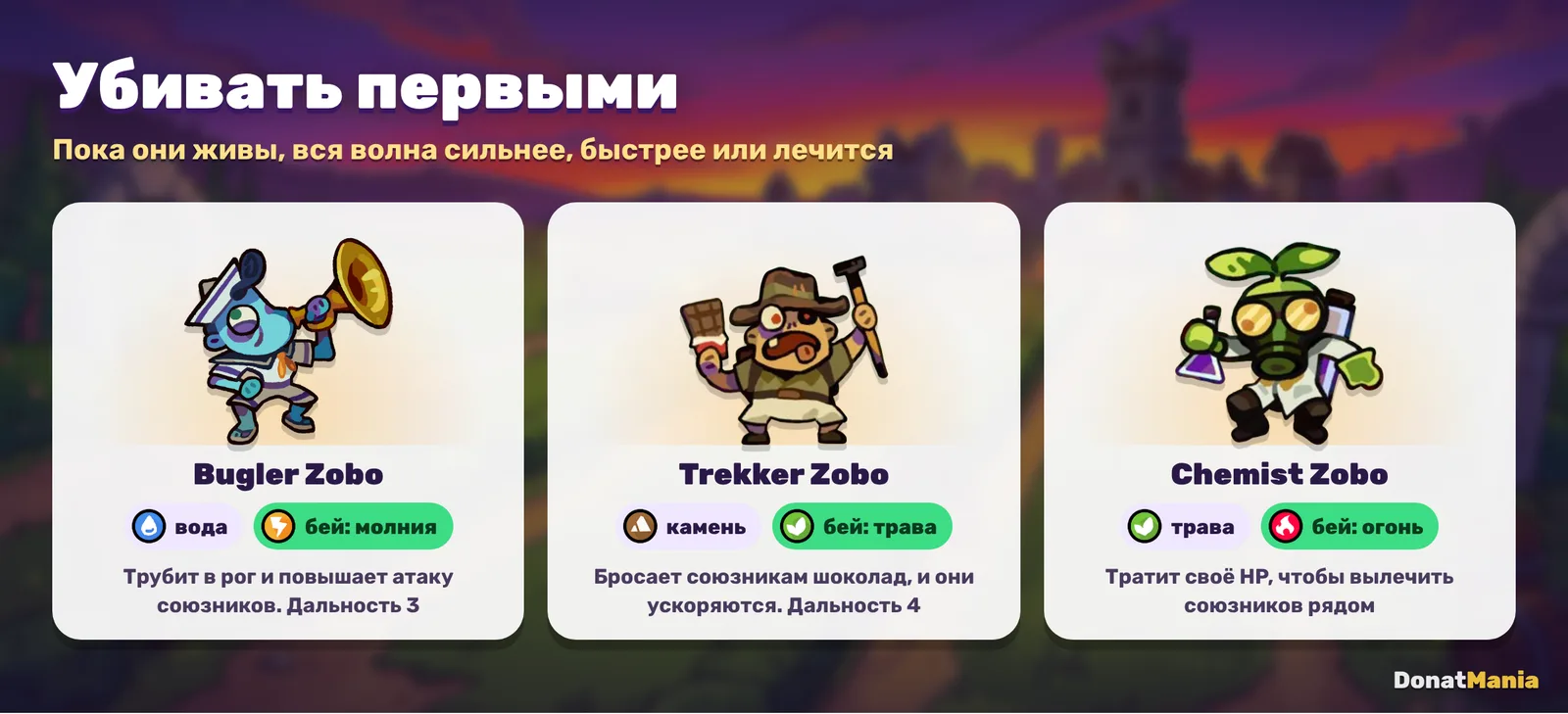 Bugler, Trekker и Chemist: зобо, которые усиливают и лечат волну