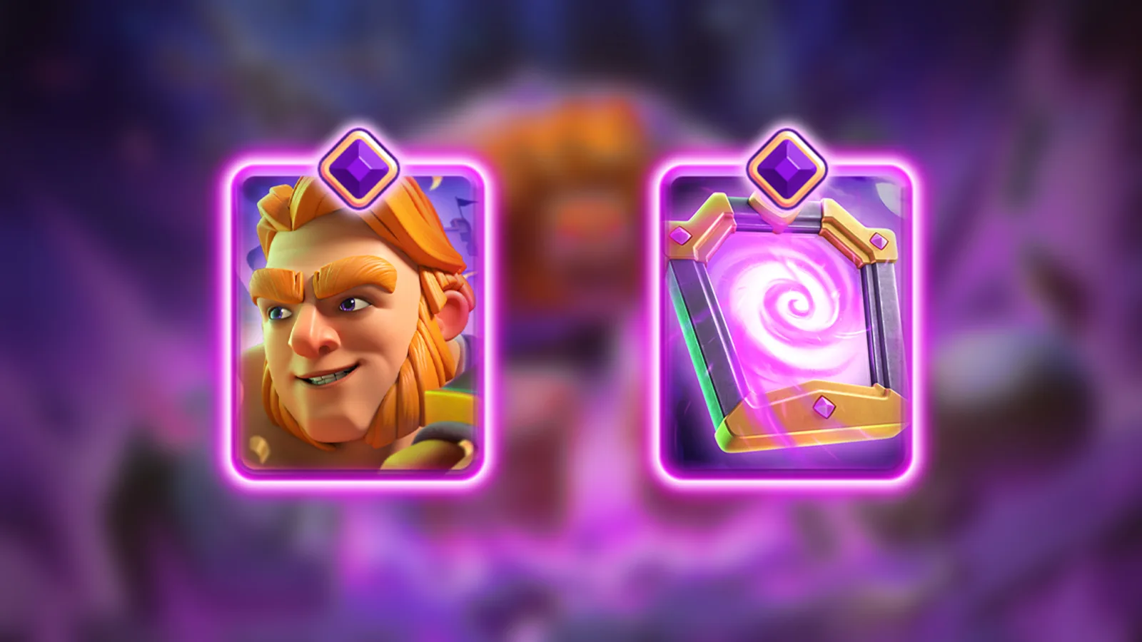 Карты эволюций Гиганта и Зеркала в Clash Royale на фоне арта сезона
